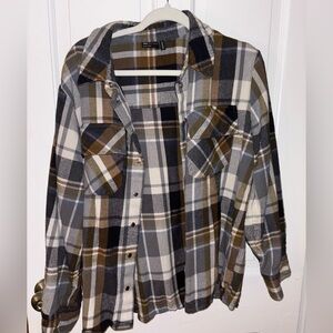 ASOS Black and Brown Lightweight Plaid Shirt Jacket